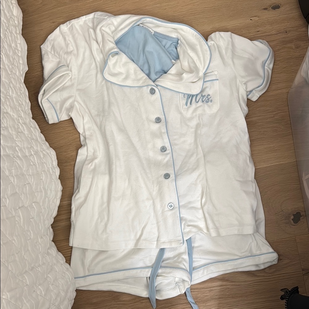 PJ Salvage White and Light Blue Pajama Set
